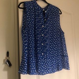 Electric Blue with white detail sleeveless top